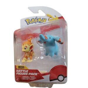 Pokemon Jazwares Battle Figure Pack Chimchar Phanpy 2" Figures New NIB PKW4063‎